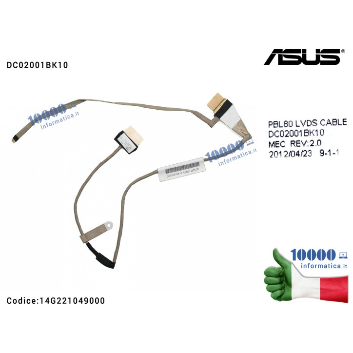 Cavo Flat LCD ASUS K93S K93SM K93SV K93SU X93SV X93S A93S (40 PIN) DC02001BK10PBL80