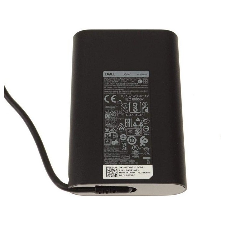 2YK0F Dell AC Adapter, 65W, 19.5V, 3 Pin, Type C, C6 Power Cord 0YX2FJ C6