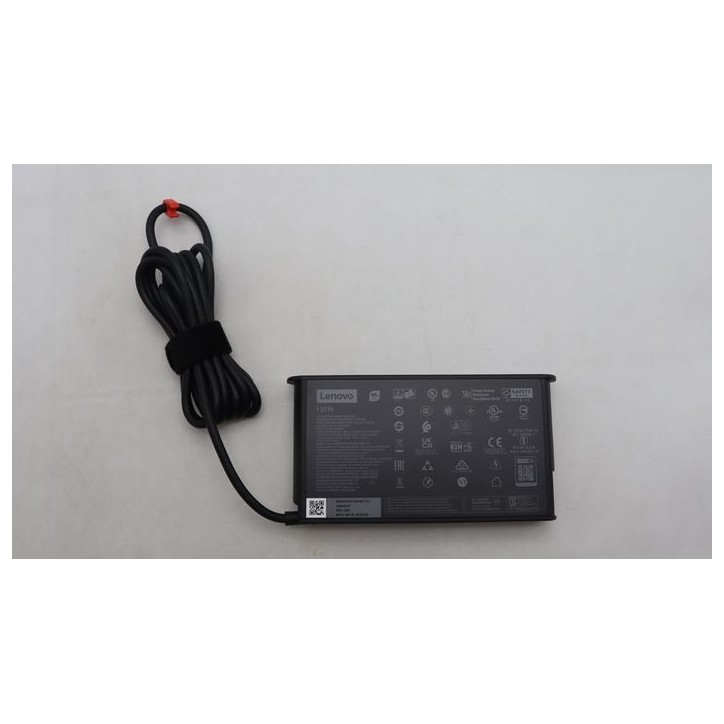 5A10W86327 Lenovo 135W USB-C AC adapter with multiple voltage outputs (20V, 15V, 9V, 5V), suitable for Lenovo devices. Black