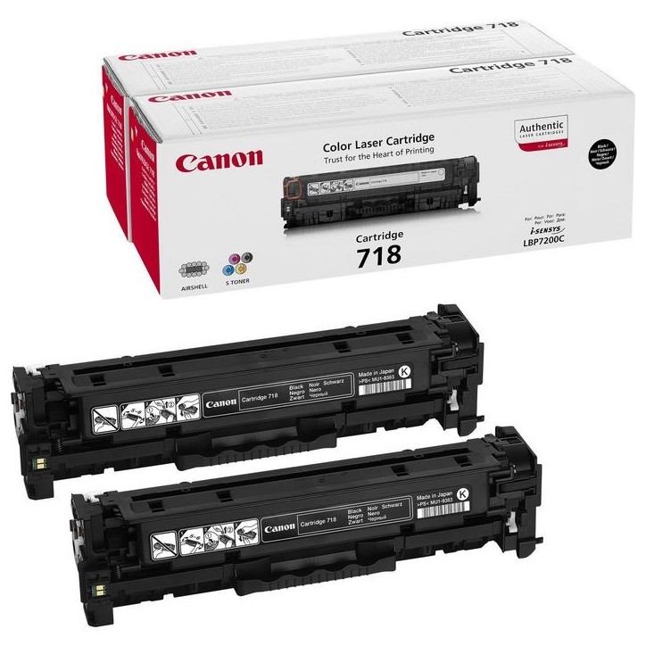 2662B005 Canon 718 BK VP, black, 6800 pages, 2 pack, for LBP7200Cdn, MF8330Cdn, MF8350Cdn 3630B001AA 3400 pagine 2662B005 Canon 718 BK VP, black, 6800 pages, 2 pack, for LBP7200Cdn, MF8330Cdn, MF8350Cdn 3630B001AA 3400 pagine