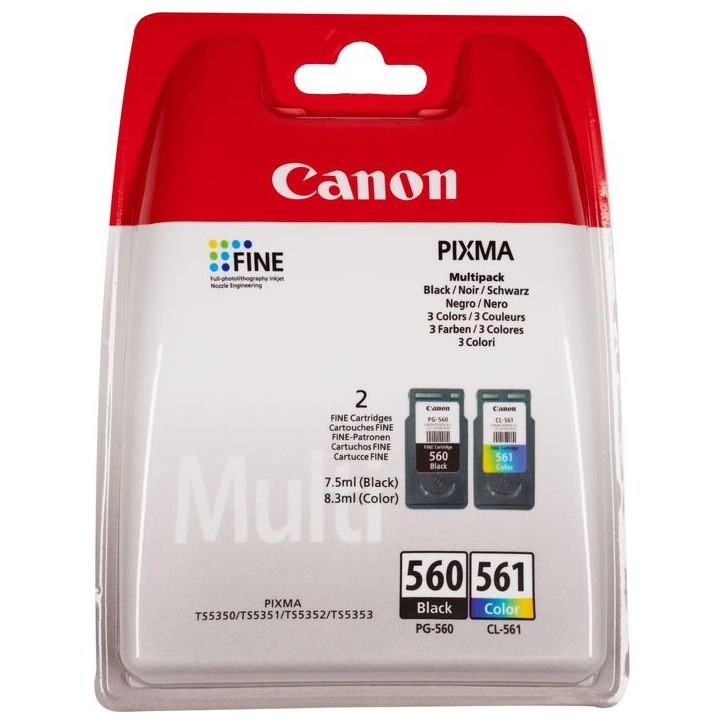 3713C006 Canon PG-560 Black and CL-561 Colour Ink Cartridge Multi Pack 1