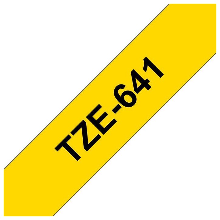 TZE-641 Brother 18 mm, Black on Yellow, Laminated Black on yellow