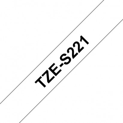 TZE-S221 TZE-S221 Brother Black on White Tape w/ Extra Strength Adhesive, 9mm, 8m TZ Features DSE