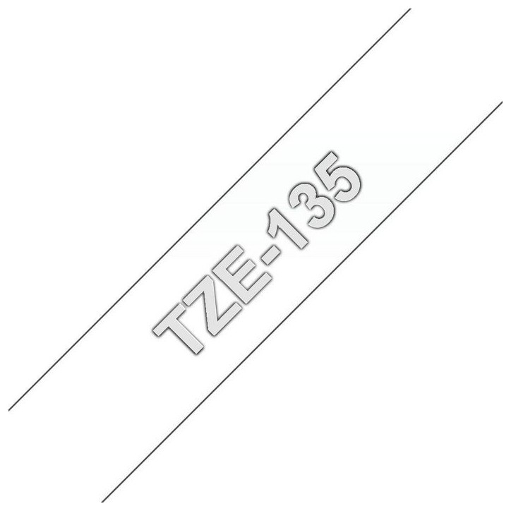 TZE-135 Brother 12mm White on Clear Laminated Tape - 8m Yes