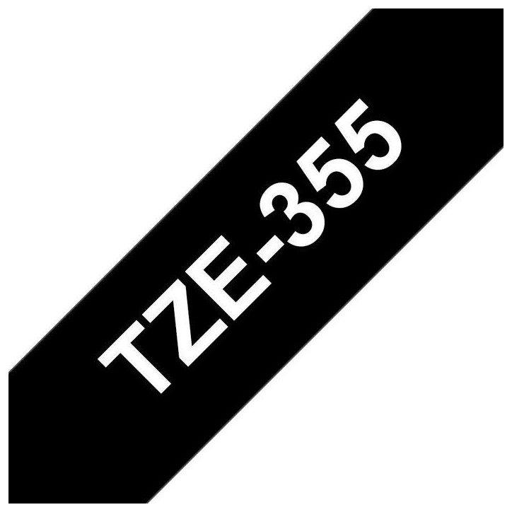 TZE-355 Brother White on black Laminated tape 24mm x 8m Yes