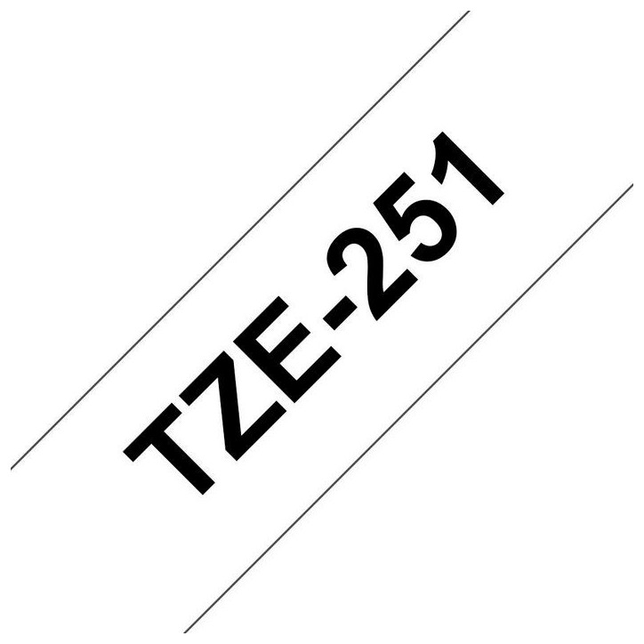 TZE251 Brother 24 mm, Black on White, Laminated Black on white