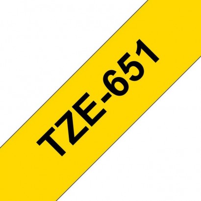 TZE651 TZE651 Brother 24 mm, Black on Yellow, Laminated Yellow Features DSE
