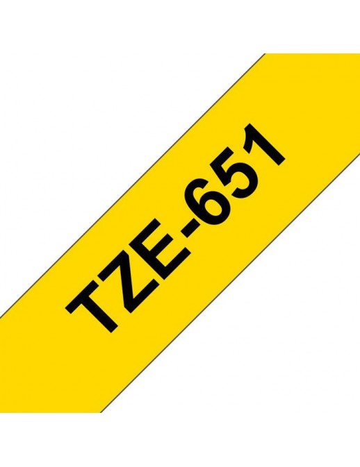 TZE651 Brother 24 mm, Black on Yellow, Laminated Yellow
