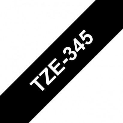 TZE345 TZE345 Brother Laminated labelling tape TZe-345, White On Black Labelling Tape – 18mm wide X 8m 647544 Yes Features DSE