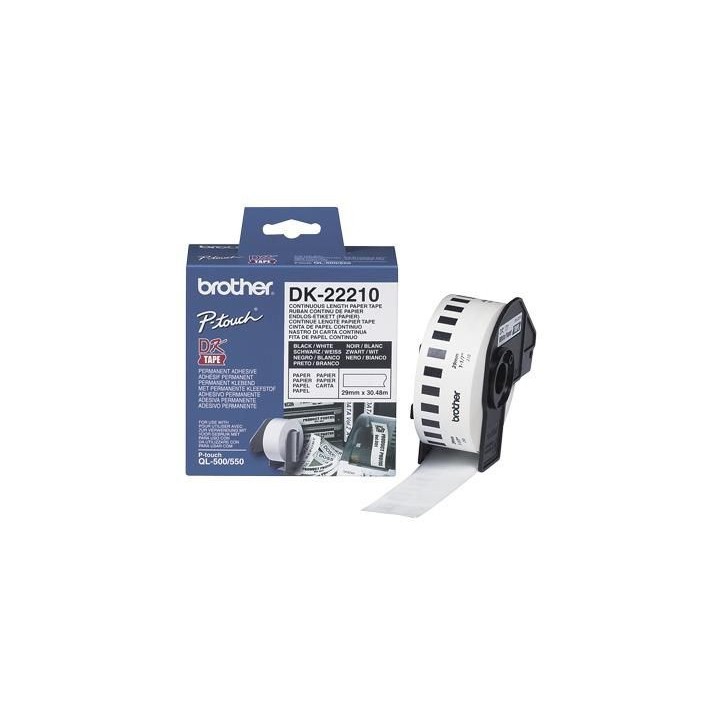 DK22210 Brother Durable White Paper Tape - Medium Width Tape - 29mm x 30.48m DR-241CL Brother
