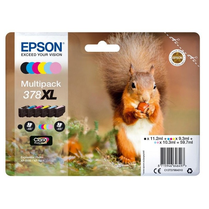 C13T37984010 Epson Multipack 6-colours 378XL Claria Photo HD Ink NONE - Only use for non-battery items