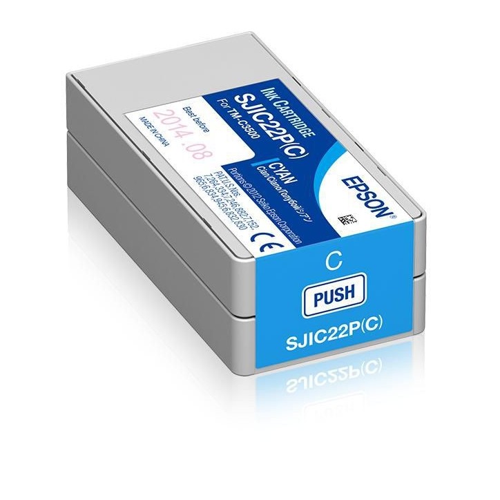 C33S020602 Epson SJIC22P(C): Ink cartridge for ColorWorks C3500 (Cyan) Epson