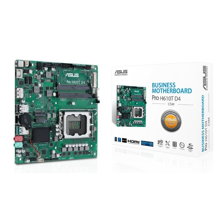 90MB1AM0-M0EAYC Asus Intel H610, LGA1700, 2x DDR4, DP, HDMI, M.2, SATA III, USB, 1G LAN, Mini-ITX, 170x170 mm UN3091 - Lithium M