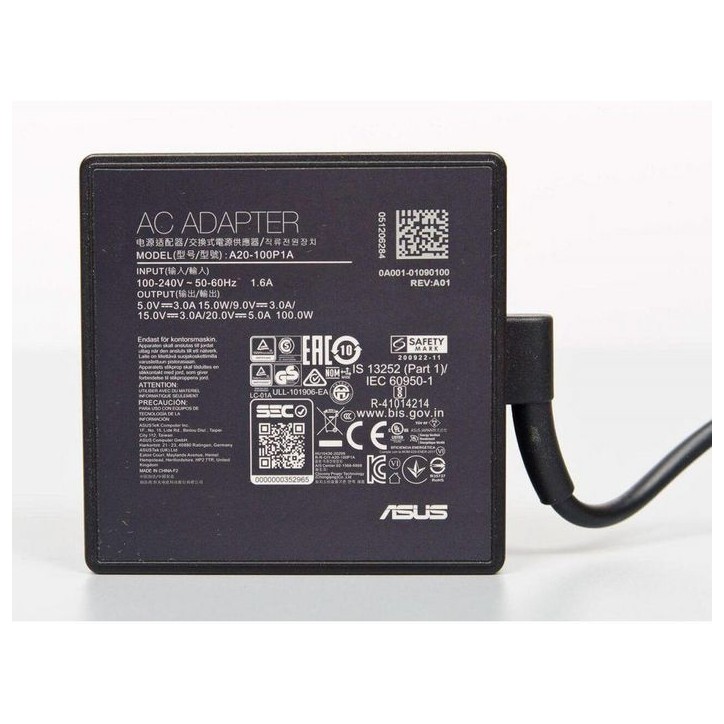 0A001-01090100 Asus Asus ADAPTER 100W 3PIN USB TYPE C Black