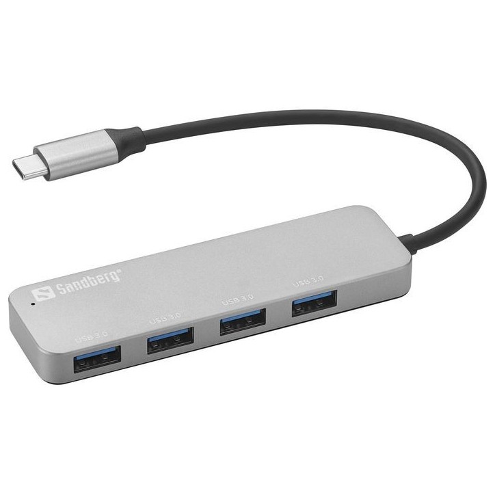 336-20 Sandberg USB-C to 4 x USB 3.0 Hub SAVER Aluminium