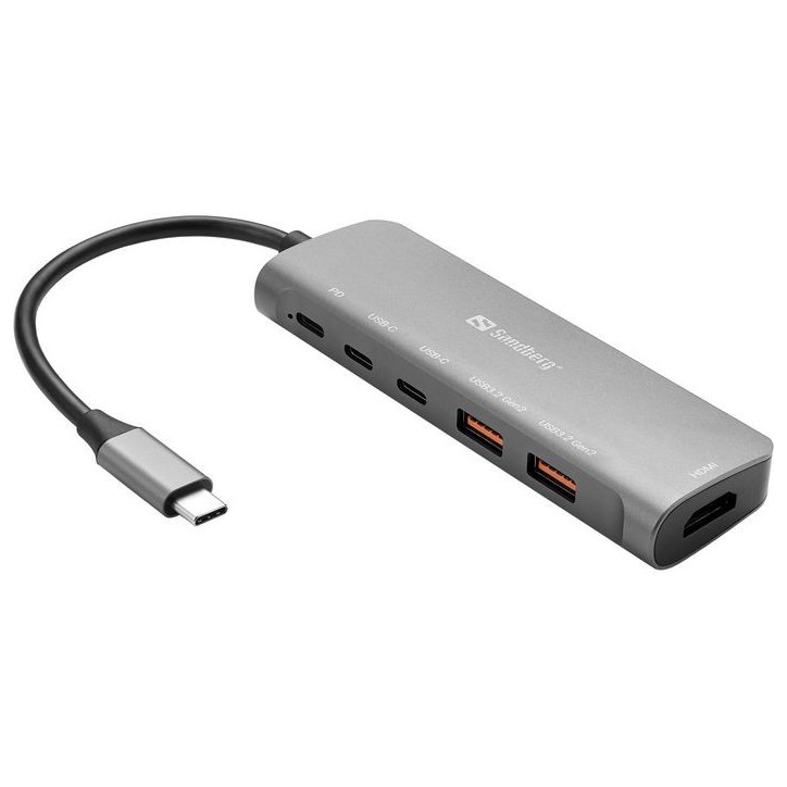 136-65 Sandberg USB-C Dock HDMI 2xUSB-A 2xUSB-C PD100W 43211615