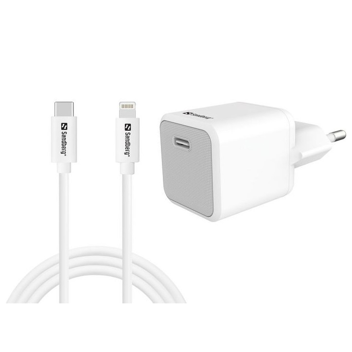 441-57 Sandberg USB-C AC 20W Charger EU Lightning 1M White
