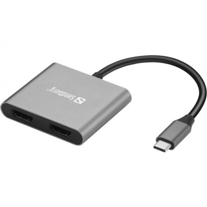 136-44 136-44 Sandberg USB-C Dock 2xHDMIUSBPD Aluminium