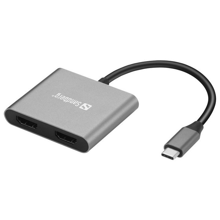 136-44 Sandberg USB-C Dock 2xHDMIUSBPD Aluminium
