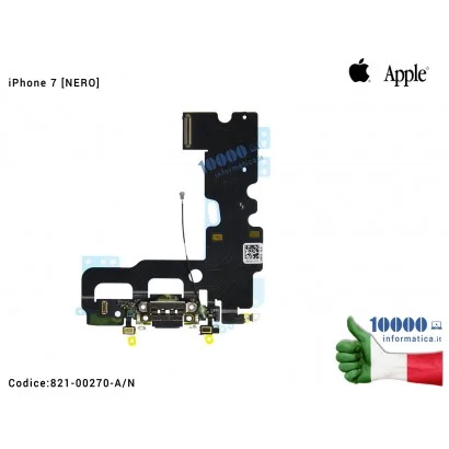 821-00270-A/N Connettore di Ricarica Lightning APPLE iPhone 7 7G [NERO] (A1660) (A1778) (A1779) 821-00270-A Dock Cuffie Micro...