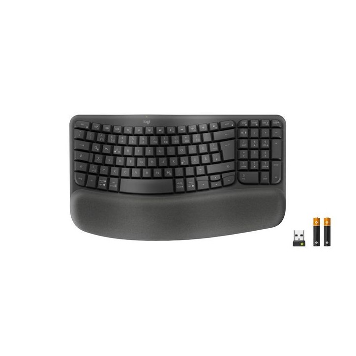 920-012327 Logitech Wave Keys wireless ergonomic keyboard with a cushioned palm rest ALKALINE - Alkaline Batteries - No resticti 920-012327 Logitech Wave Keys wireless ergonomic keyboard with a cushioned palm rest ALKALINE - Alkaline Batteries - No resticti