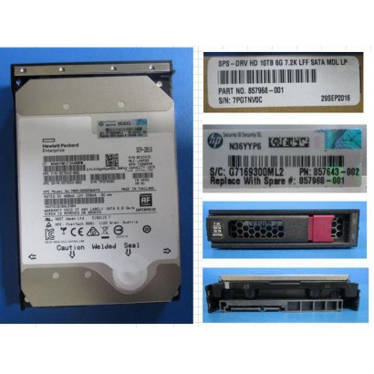 857968-001 857968-001 Hewlett Packard Enterprise HD 10TB 6G 7.2K LFF SATA MDL 99113538 43201803