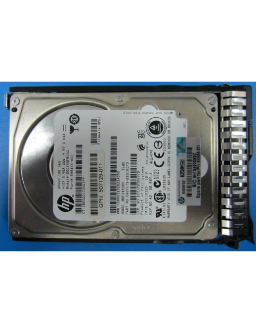 653956-001 Hewlett Packard Enterprise 450GB hot-plug dual-port SAS hard drive - 10,000 RPM, 6Gb/sec transfer rate, 2.5-inch smal