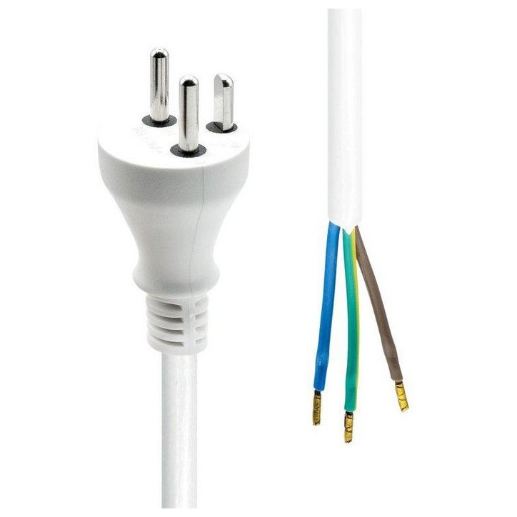 PC-KOE-005W-M ProXtend Power Cord Denmark to Open End 5M White NONE - Only use for non-battery items