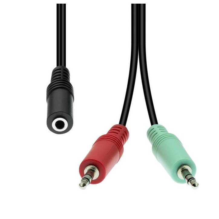 M4F2XM3-004 ProXtend Mini-Jack 4-Pin to 2x 3-Pin Cable F-M Black 40cm 835224 NONE - Only use for non-battery items