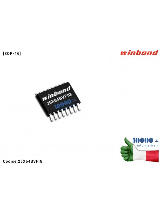 25X64BVFIG IC Chip Bios WINBOND W25X64BVFIG W 25 X 64 BVFIG 25 X 64 BVFIG W25X64 25X64 SOP16 SOP-16 Flash Memory
