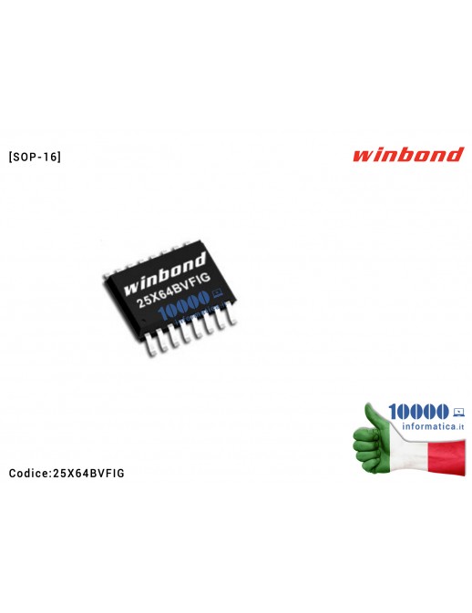 IC Chip Bios WINBOND W25X64BVFIG W 25 X 64 BVFIG 25 X 64 BVFIG W25X64 25X64 SOP16 SOP-16 Flash Memory
