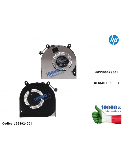 L96492-001 Ventola Fan CPU HP x360 14M 14-DW 14M-DW ZBook Fury 15 G7 TPN-I137 L96492-001 6033B0079301 DFS501105PR0T