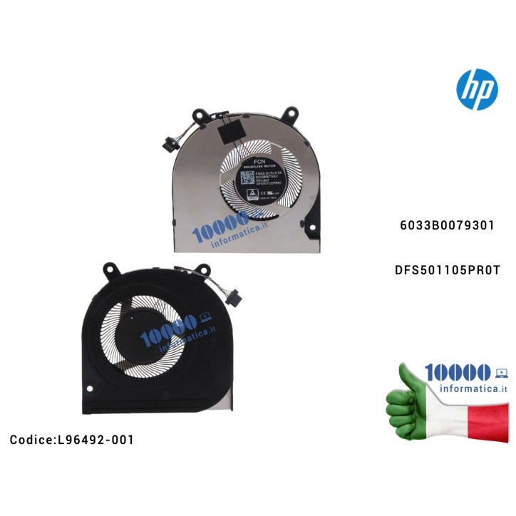 Ventola Fan CPU HP x360 14M 14-DW 14M-DW ZBook Fury 15 G7 TPN-I137 L96492-001 6033B0079301 DFS501105PR0T