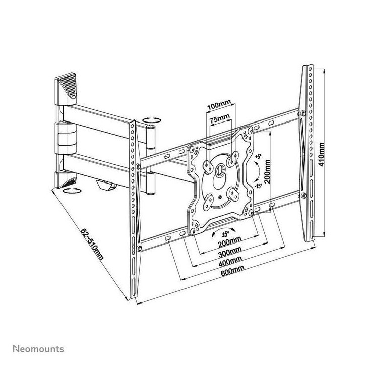 FPMA-W460BLACK Neomounts Tv/Monitor Wall Mount (Full Motion) For 42"-70" Screen - Black 819204 FPMA-W460BLACK Neomounts Tv/Monitor Wall Mount (Full Motion) For 42"-70" Screen - Black 819204