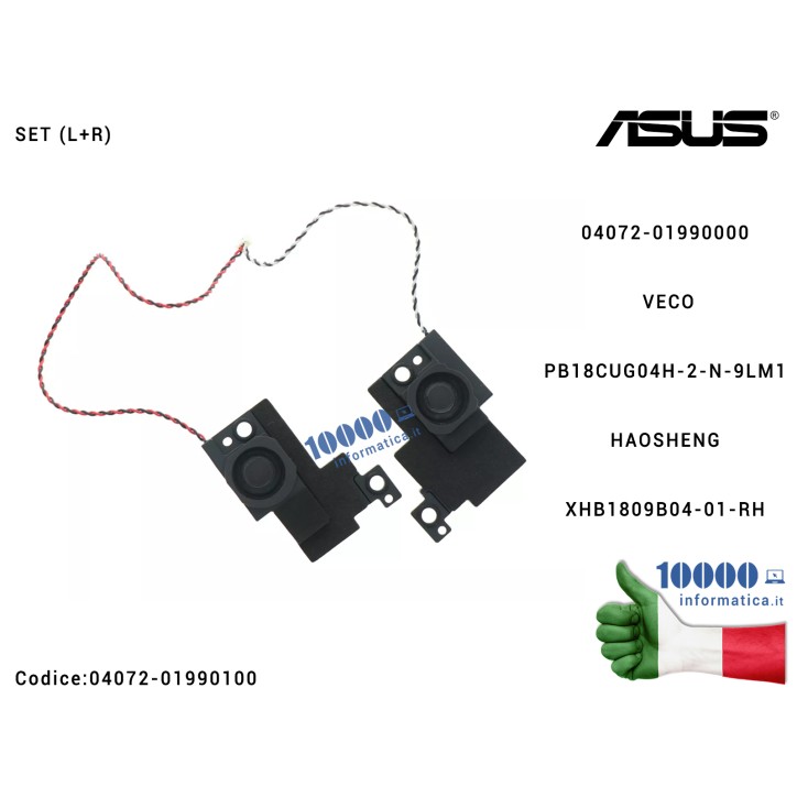 Altoparlanti Speaker SET per Notebook ASUS Vivobook Pro N752V N752VX (L+R) 04072-01990100 04072-01990000 VECO/PB18CUG04H-2-N-9LM