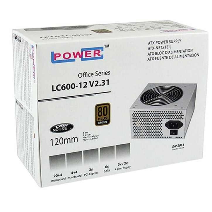 LC600-12 V2.31 LC-Power Alimentatore ATX 450W 80 Plus Bronze LC600-12 LC-POWER LC600-12 V2.31, 450W max., Active PFC, OVP/OPP/SCP/UVP
