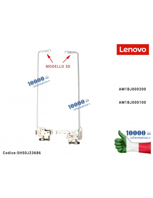 Cerniere Hinges LENOVO [3D] 500-15 500-15ISK G51-70 G51-80 Z51-70 Z51-80 [COPPIA] AM1BJ000200 AM1BJ000100 5H50J23686 FRU5H50J236