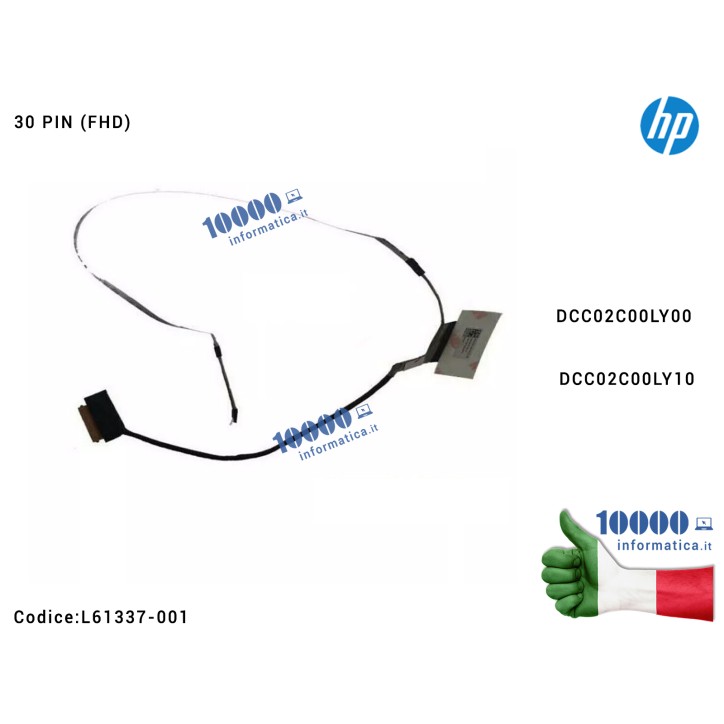 Cavo Flat LCD HP 15-DK 15-DK0157TX TPN-C141 [FHD] (30 PIN) L61337-001 DCC02C00LY00 DCC02C00LY10