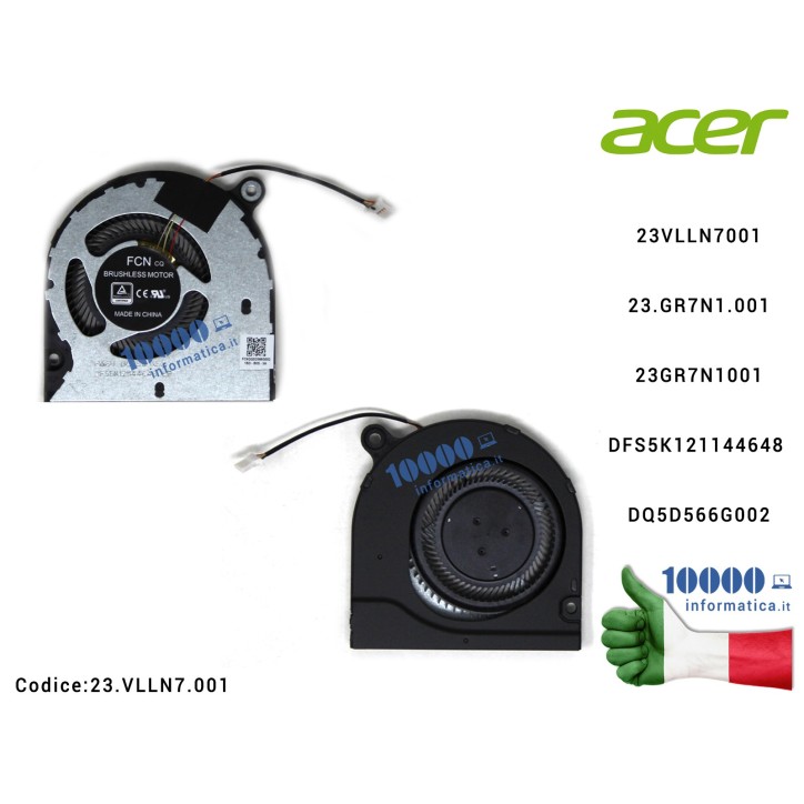 Ventola Fan CPU ACER TravelMate TMP215-52G TMP40-52 TMP50-52 P215-52G P40-52 P50-52 Spin SP513-52N SP513-53N SP513-55N N19Q7 TravelMate TMP214-52 TMP215-52 N19Q8 23.GR7N1.001 DFS5K121144648 DQ5D566G002 23.VLLN7.001