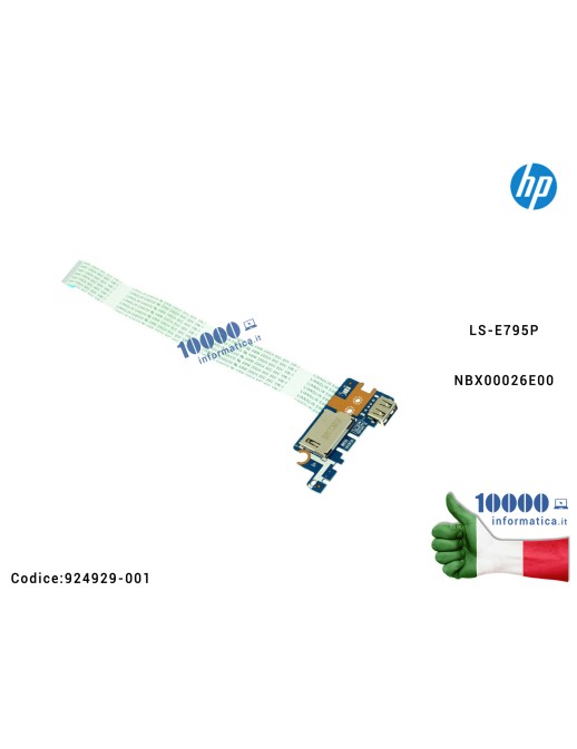 USB Board SD Card HP 250 G6 255 G6 15-BS 15-BW 15-BU TPN-C130 CSL50 LS-E795P NBX00026E00 924929-001