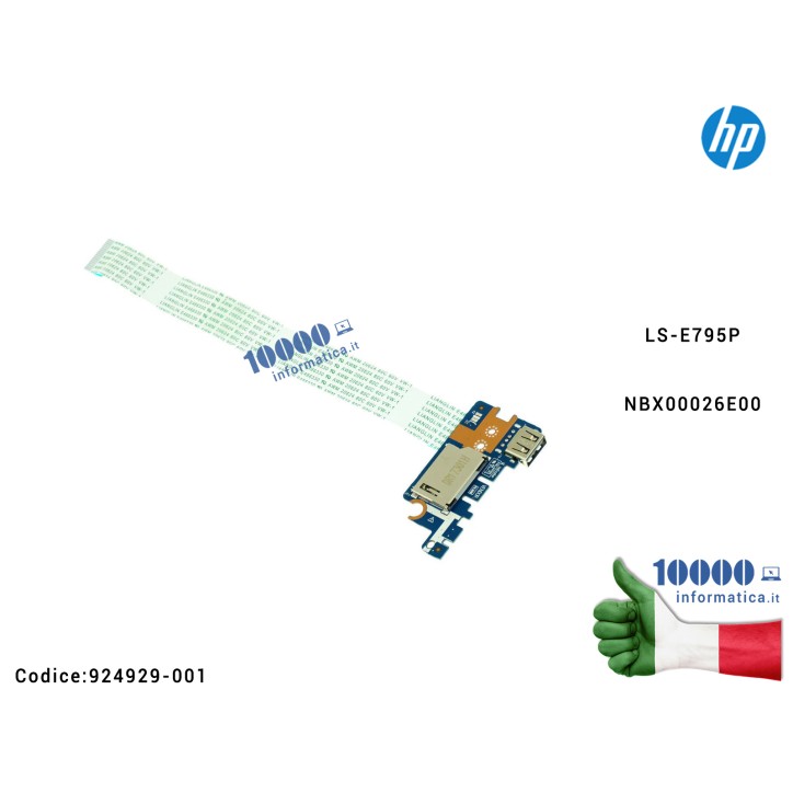 USB Board SD Card HP 250 G6 255 G6 15-BS 15-BW 15-BU TPN-C130 CSL50 LS-E795P NBX00026E00 924929-001