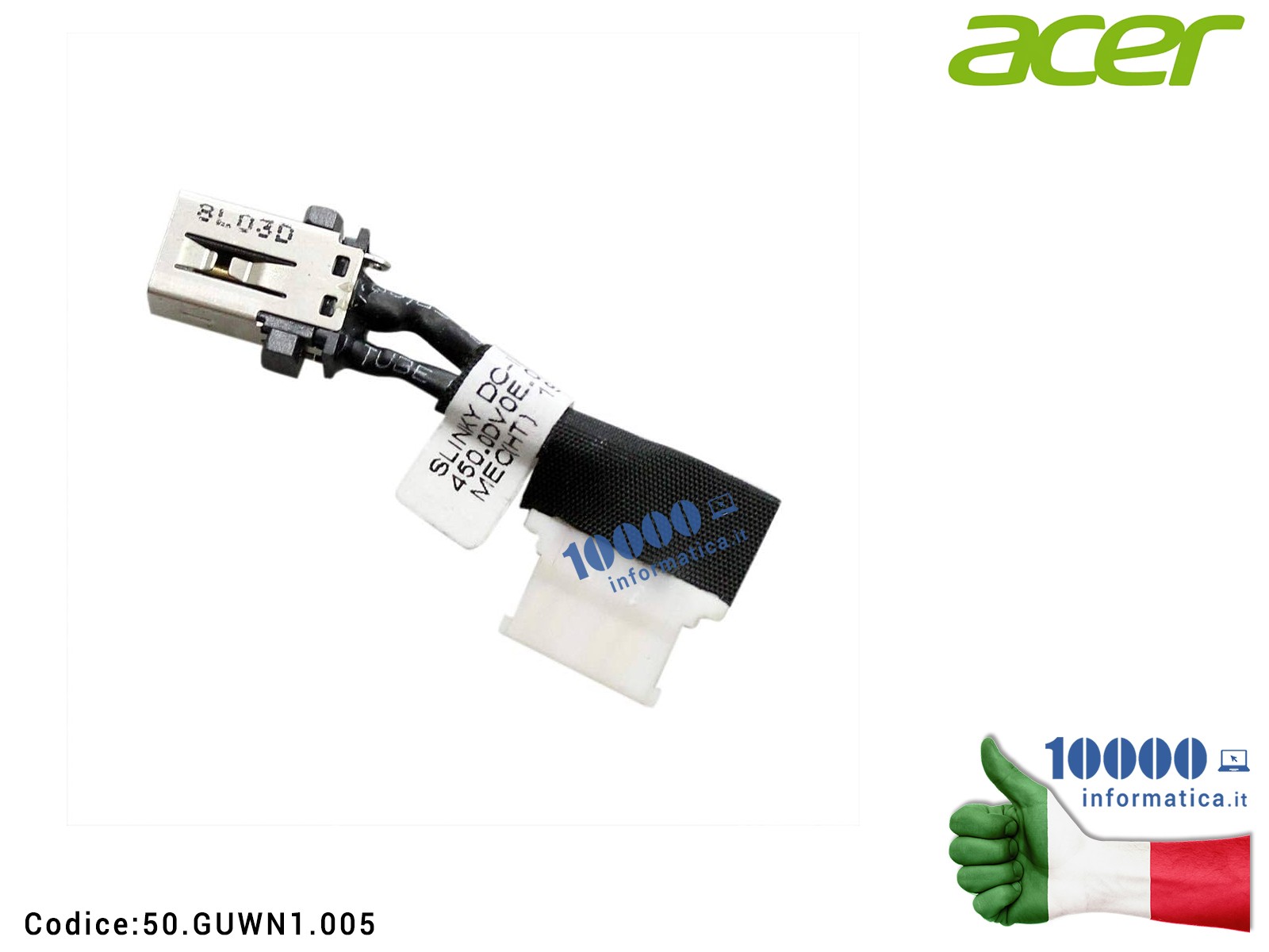 50.GUWN1.005 Connettore DC Power Jack ACER Spin 3 SP314-51 SP314-52 SP513-53N N17W5 (45W) 50.GUWN1.005 50GUWN1005 450.0DV0E.0001