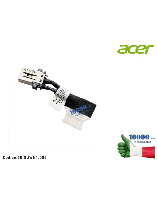 Connettore DC Power Jack ACER Spin 3 SP314-51 SP314-52 SP513-53N N17W5 (45W) 50.GUWN1.00550GUWN1005 450.0DV0E.0001
