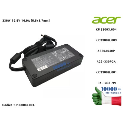 KP.33003.004 Alimentatore ACER 330W 19,5V 16,9A [5,5x1,7mm] Nitro 16 (AN16-41) 17 (AN17-41) Predator PHN16-71 Triton PTX17-71...