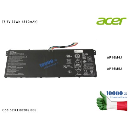 Batteria AP16M4J AP16M5J ACER Aspire 3 A315 A315-31 A315-42 A315-51 A317-51 A114-31 [7,7V 37Wh...