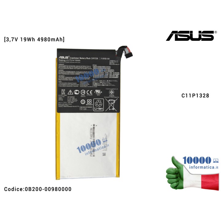 Batteria C11P1328 ASUS Transformer Pad TF103C TF103CG TF103CX [3,7V 19Wh 4980mAh] 1ICP4/83/150