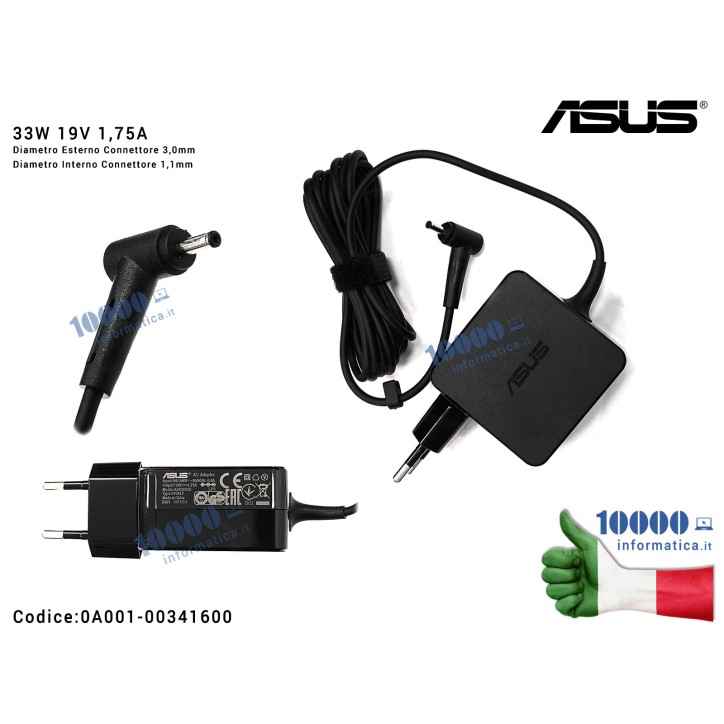 Alimentatore ASUS 33W 19V 1,75A [3,0 x 1,1 mm] Transformer Book T200TA T300FA T300CHI