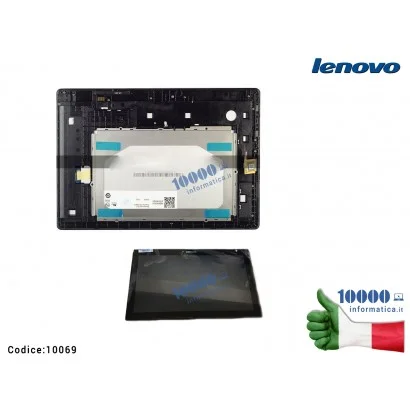 10069 Display LCD con Vetro Touch Screen e Cornice Frame LENOVO TAB 2 A10-30 A10-30F X30M/X30F [NERO]