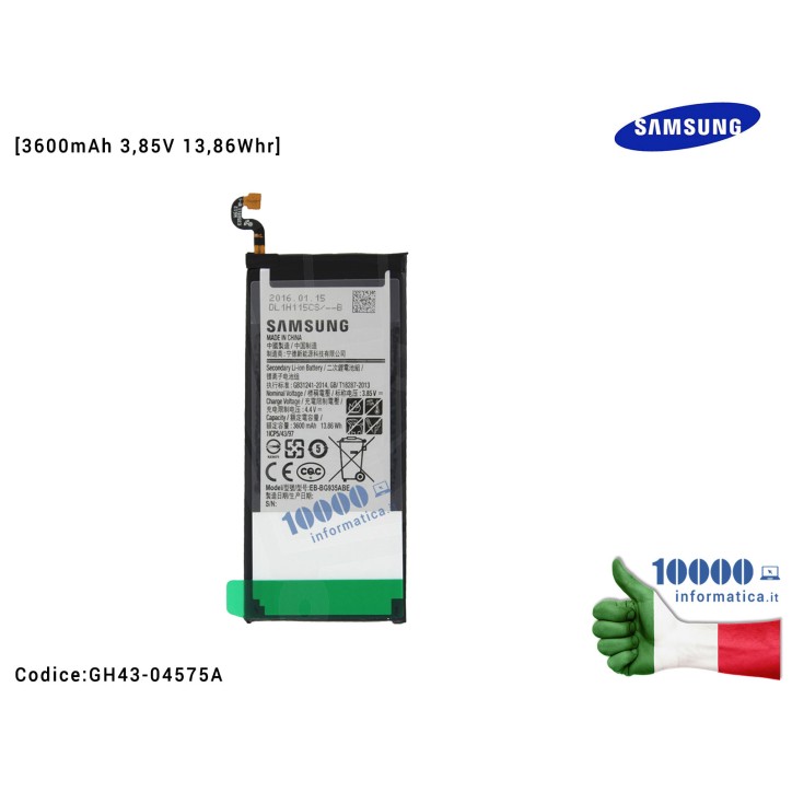 Batteria EB-BG935ABE SAMSUNG Galaxy S7 Edge SM-G935F G935F [3600mAh 3,85V 13,86Whr] 1ICP5/43/97