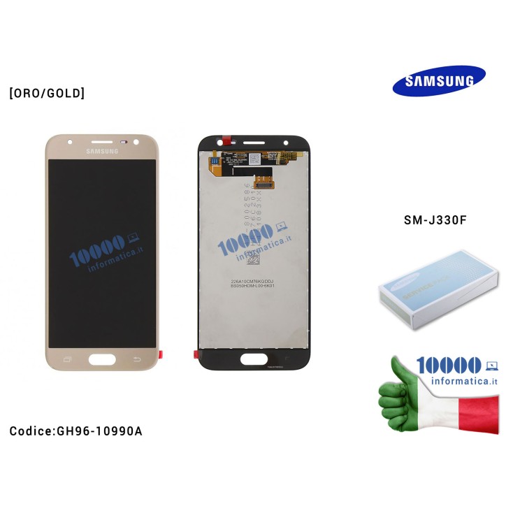 Display LCD con Vetro Touch Screen SAMSUNG Galaxy J3 2017 SM-J330FN SM-J330 (ORO/GOLD) GH96-10990A